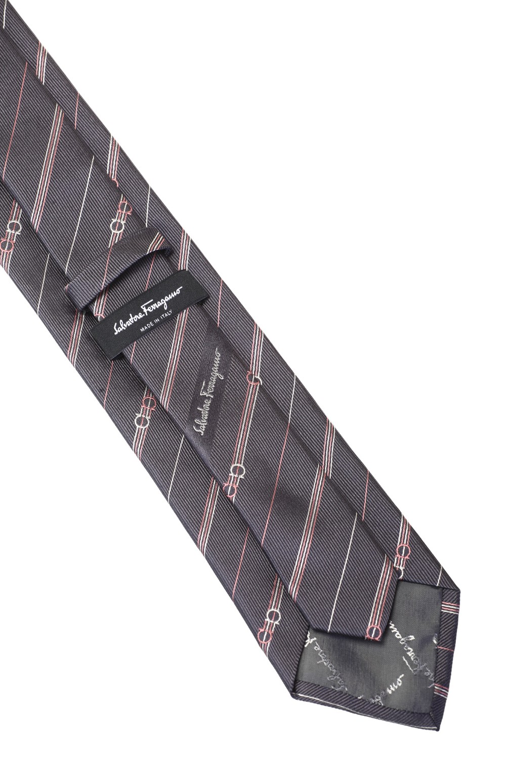 shop SALVATORE FERRAGAMO  Cravatta: Salvatore Ferragamo cravatta in seta con disegno regimental rivisitato.
Fantasia di righe sottili ritmate da un Gancini colorato.
Fondo con larghezza 8 cm.
Composizione: 100% seta.
Fabbricato in Italia.. 350802 RIVOLI-006757661 number 5407679